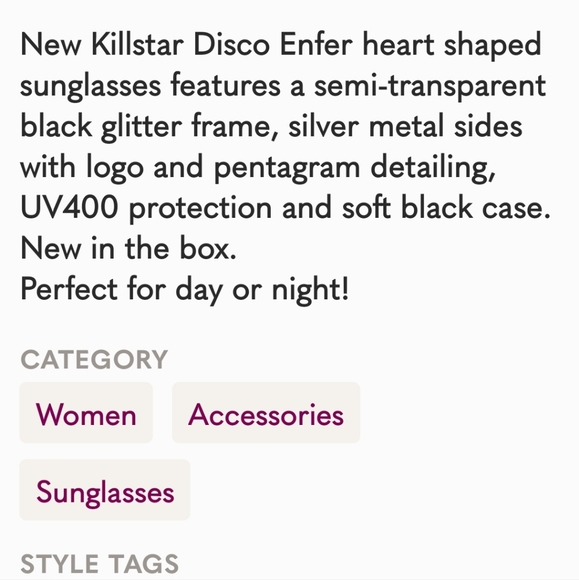 NIB KILLSTAR Disco Enfer Heart Shapped Sunglasses With Soft Black Case UV400 - Picture 4 of 4